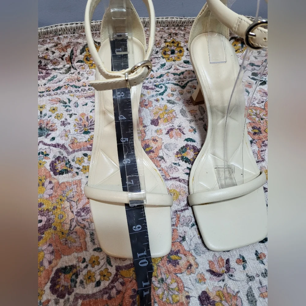 Zara New Size 8 Elegant Cream Ankle Strap Skinny Block Heel Sandals EU 39